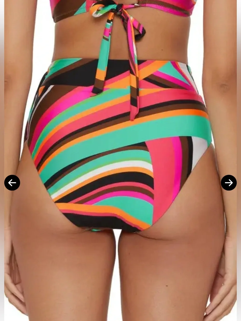 Trina Turk Swoop Multicolor High-Waist Tie-Side Bikini Bottom size 6